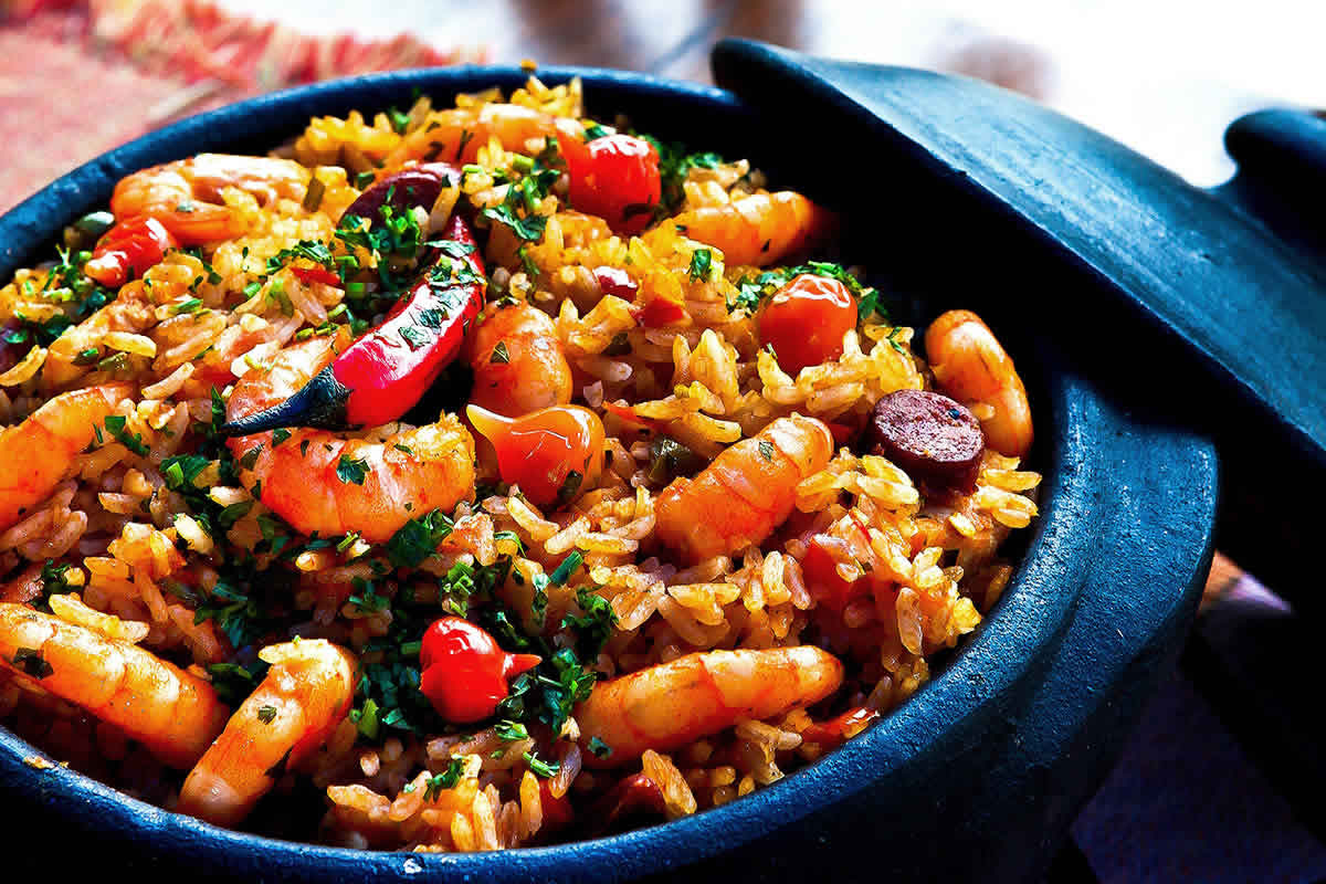 Plate with shrimps and rice