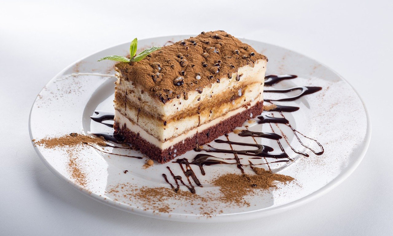 A plate with a tiramisu